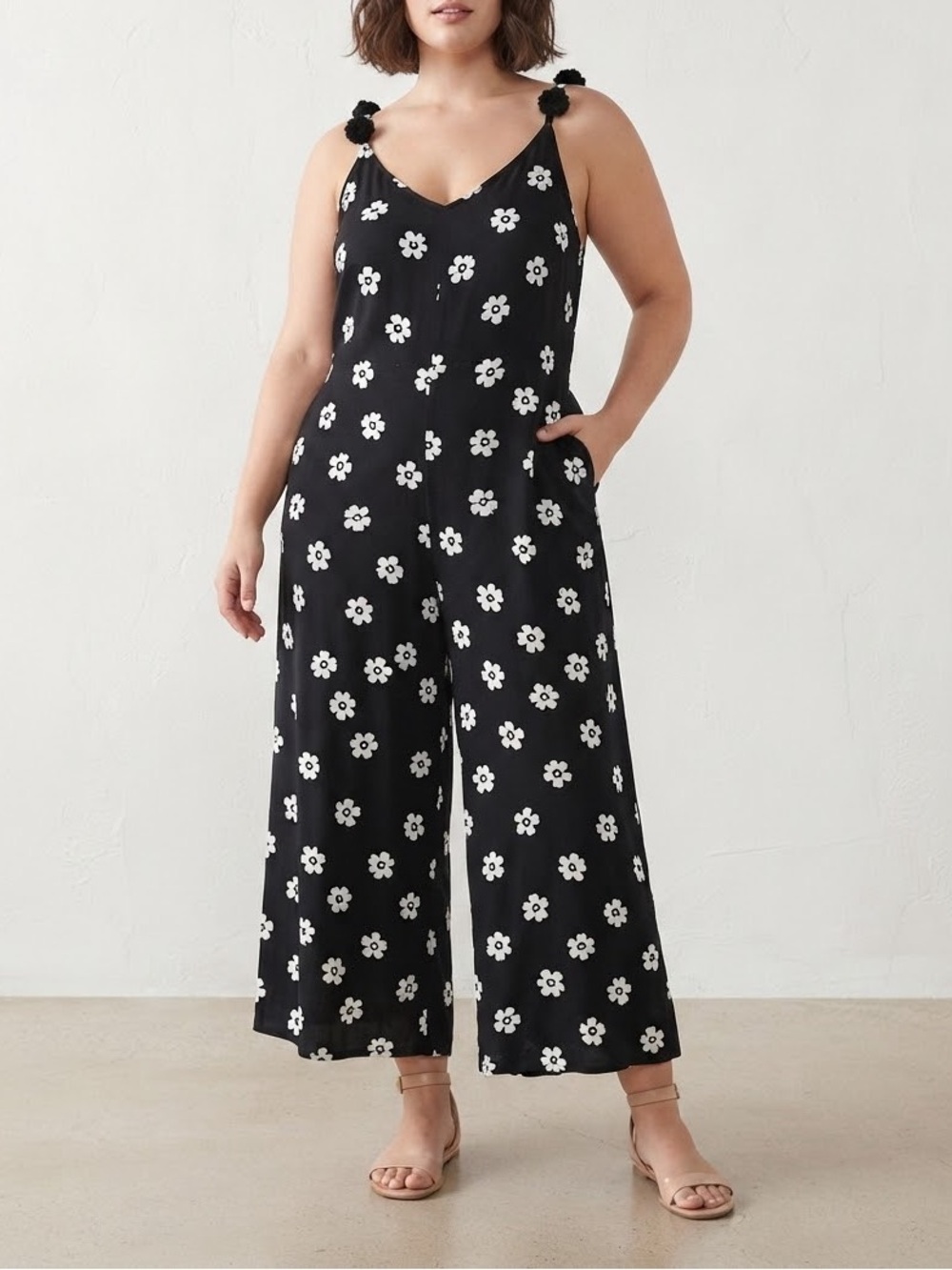 Cato Black Jumpsuit with White Floral Print